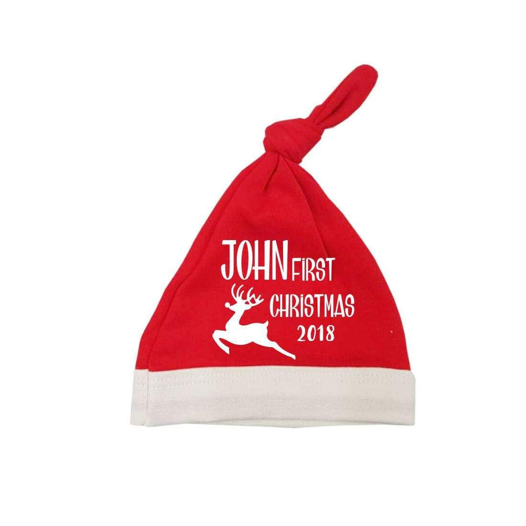 Personalised 1st Xmas 2018 Reindeer Baby PJ's Top Bottoms Hat Shoe Mittens 0-6M