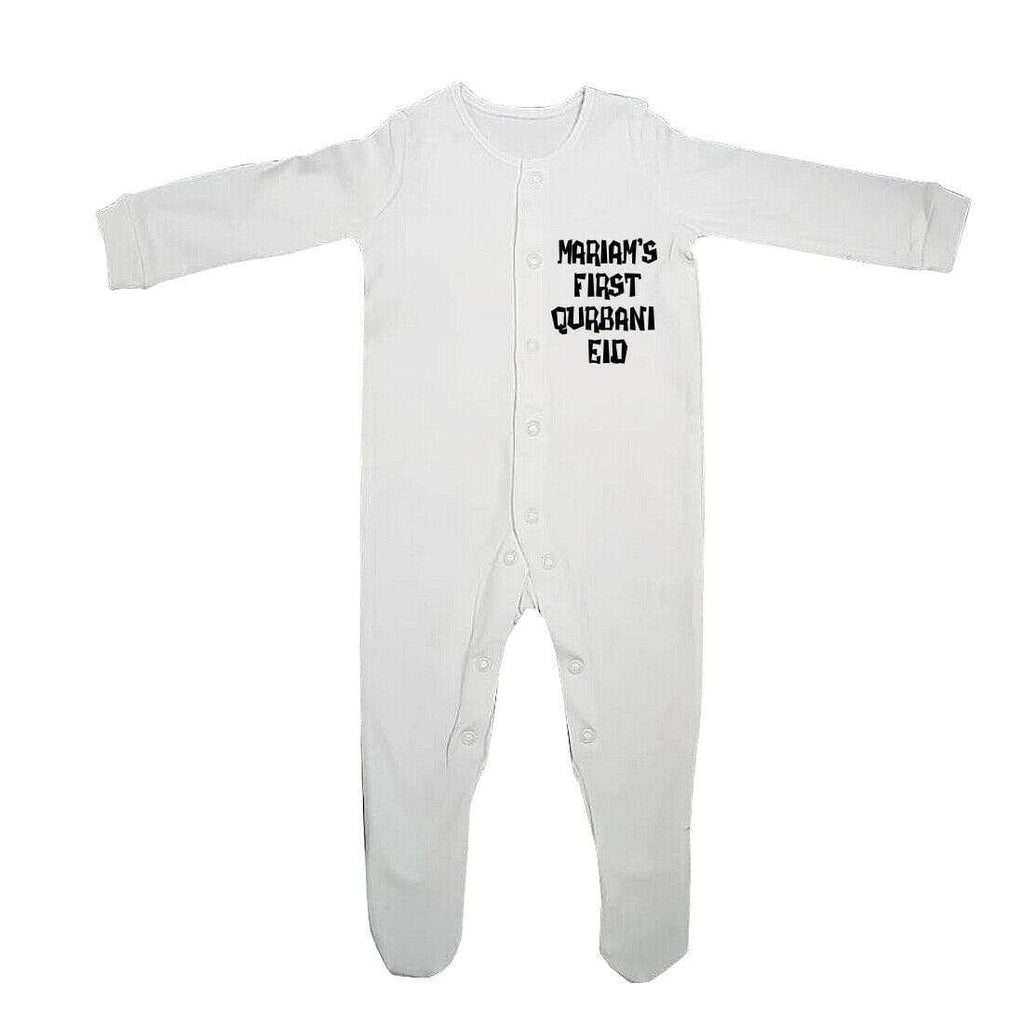 Personalised Name First Qurbani Eid Full Sleeve Baby Grows Present  0-12 Months