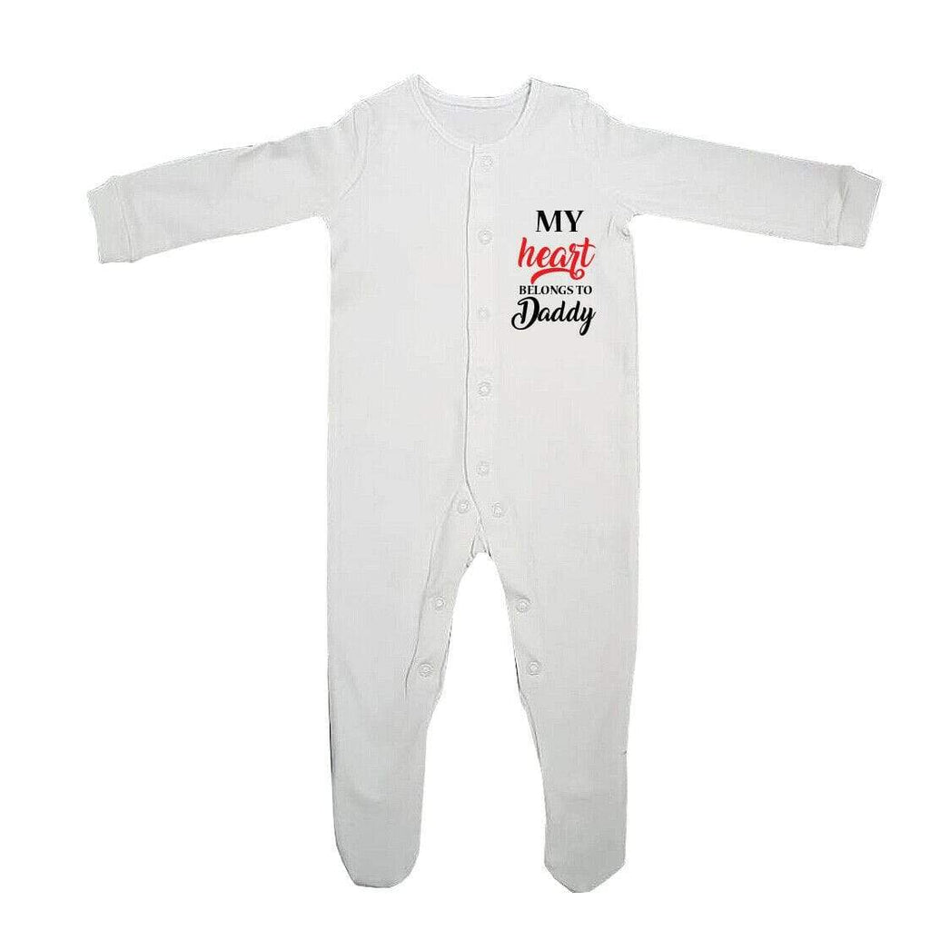 New Baby Funny Cute Mama Dad Full Sleeve White Baby Grows Present  0-12 Months