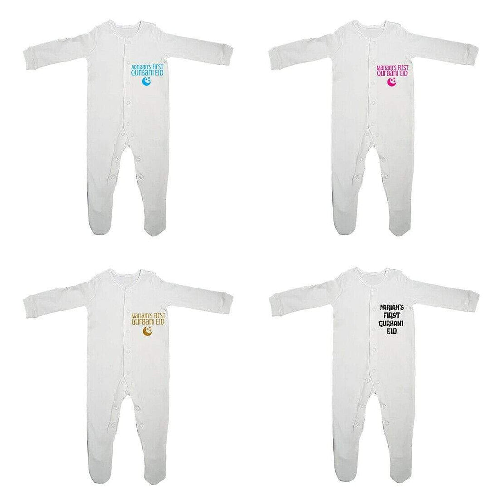 Personalised First Qurbani Eid Full Sleeve Baby Grows Present  0-12 Months D1