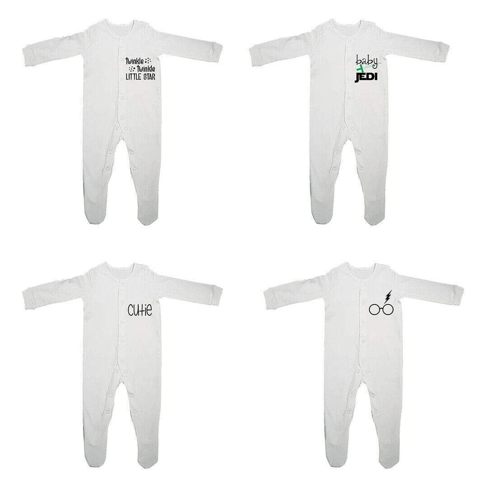 New Baby Funny Cutie Jedi Full Sleeve White Baby Grows Present  0-12 Months