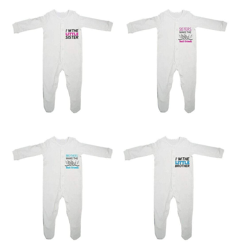 I'm The Little Sister Brother Full Sleeve White Baby Grows Present  0-12 Months