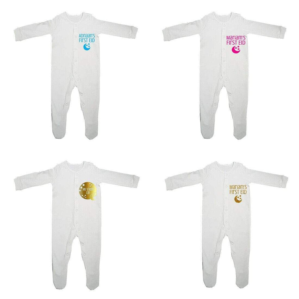 My First Eid Mubarak Islamic Funny Full Sleeve Baby Grows Present  0-12 Months 4