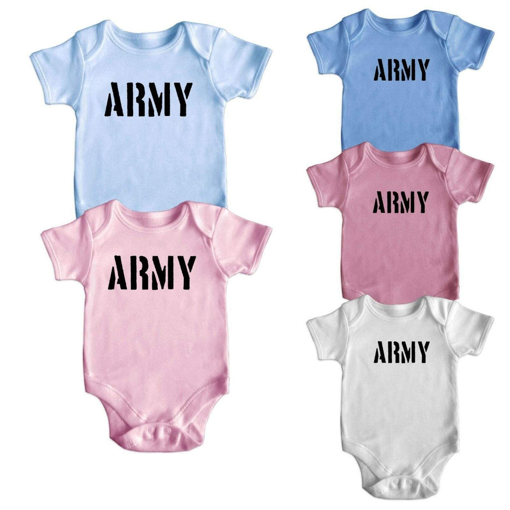 ARMY Cute Cool Short Sleeve Baby Boy Girl Bodysuit Baby Grows Newborn 0-18 M