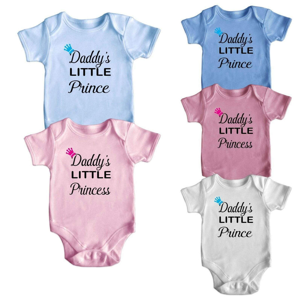 Daddy's Prince Princess Short Sleeve Boy Girl Rompers Baby Grows Newborn 0-18M