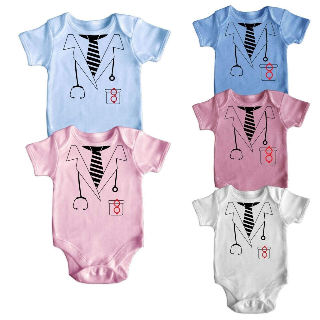 Doctors Uniform Tie Funny Short Sleeve Fun Baby Boy Girl Romper Baby Grows 0-18M
