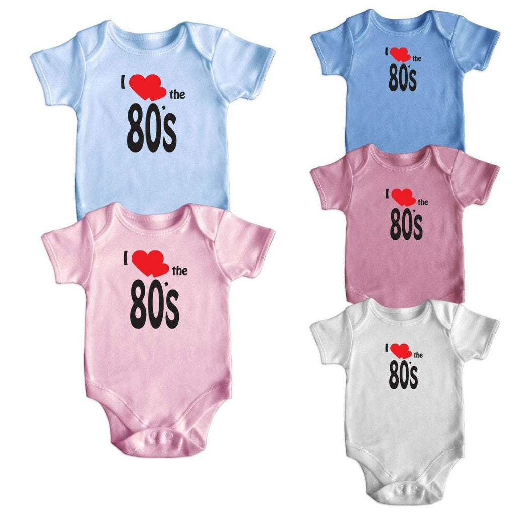 I Love The 80's Cute Funny Short Sleeve Baby Boy Girl Baby Grows Newborn 0-18 M