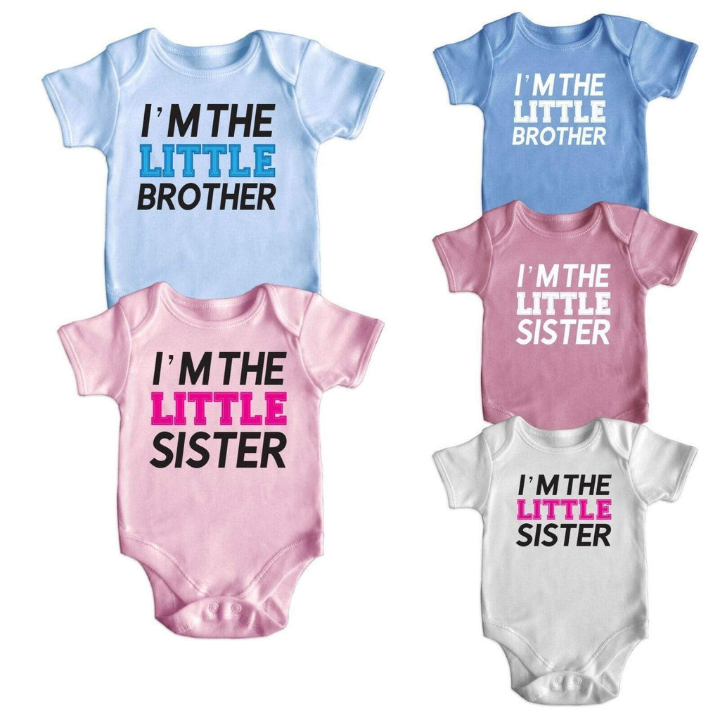 Cute Brother Sister Short Sleeve Baby Boy Girl Rompers Baby Grows Newborn 0-18M