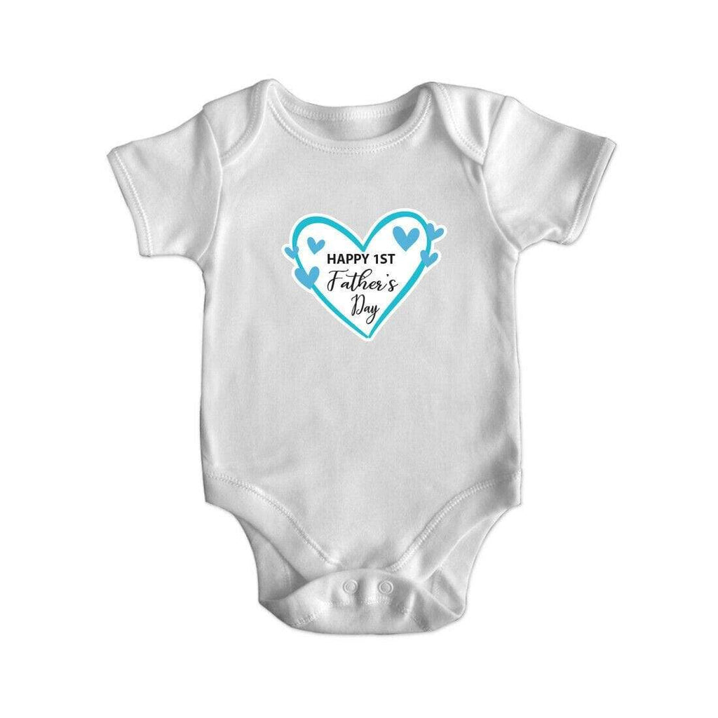Happy 1st Fathers Day Short Sleeve Baby Bodysuit Baby Vest Grows Newborn 0-18 D1