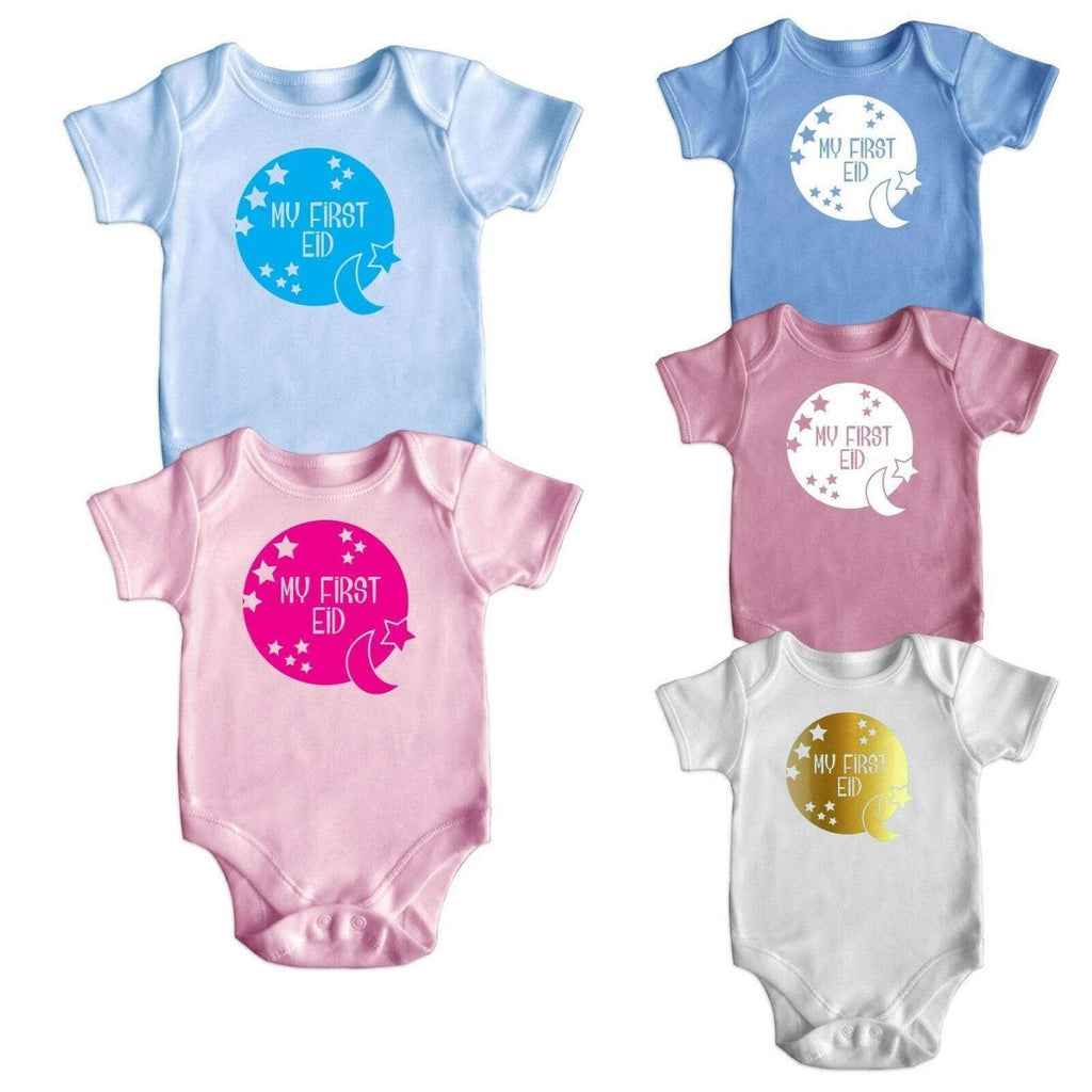 Islamic My First Eid Short Sleeve Baby Bodysuit Baby Grows Newborn 0-18 Months