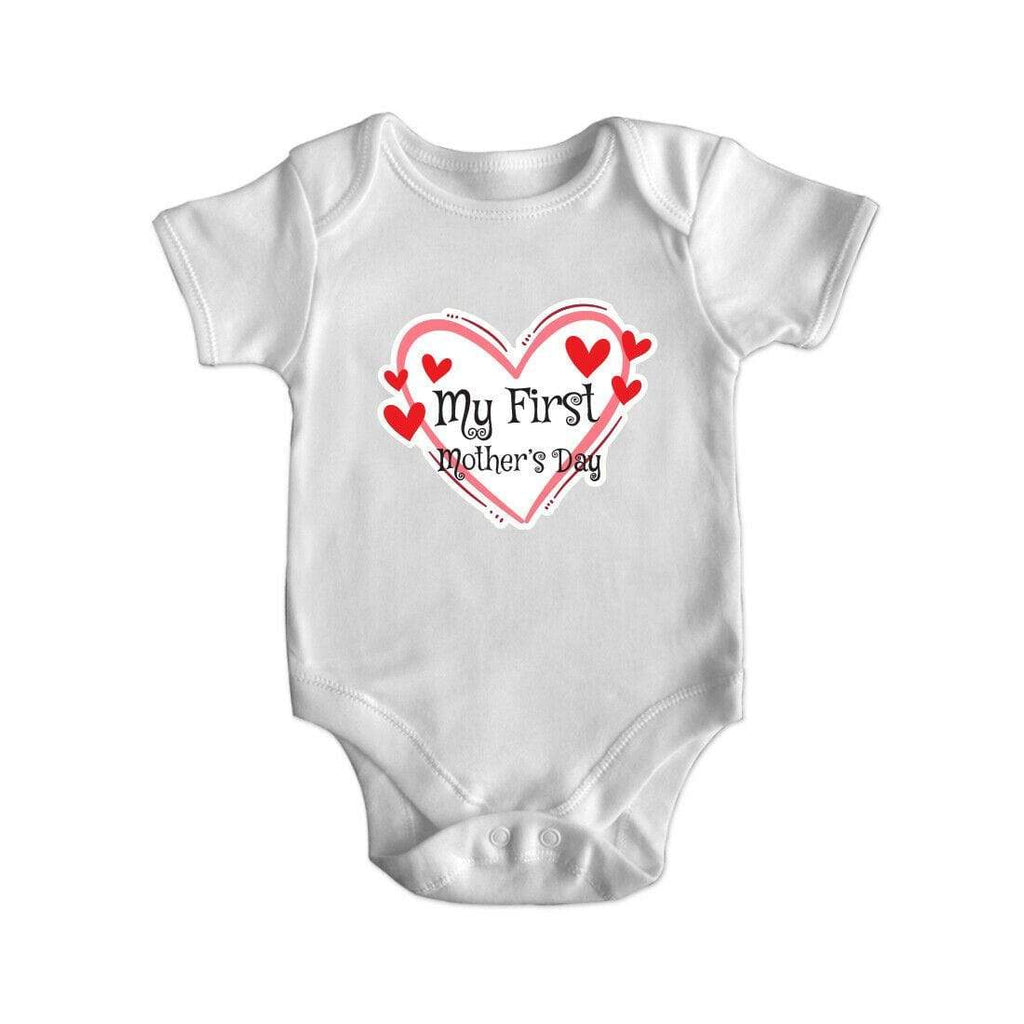 My First Mother's Day Gift Short Sleeve Boy Girl Baby Grow Vest Newborn 0-18M D3