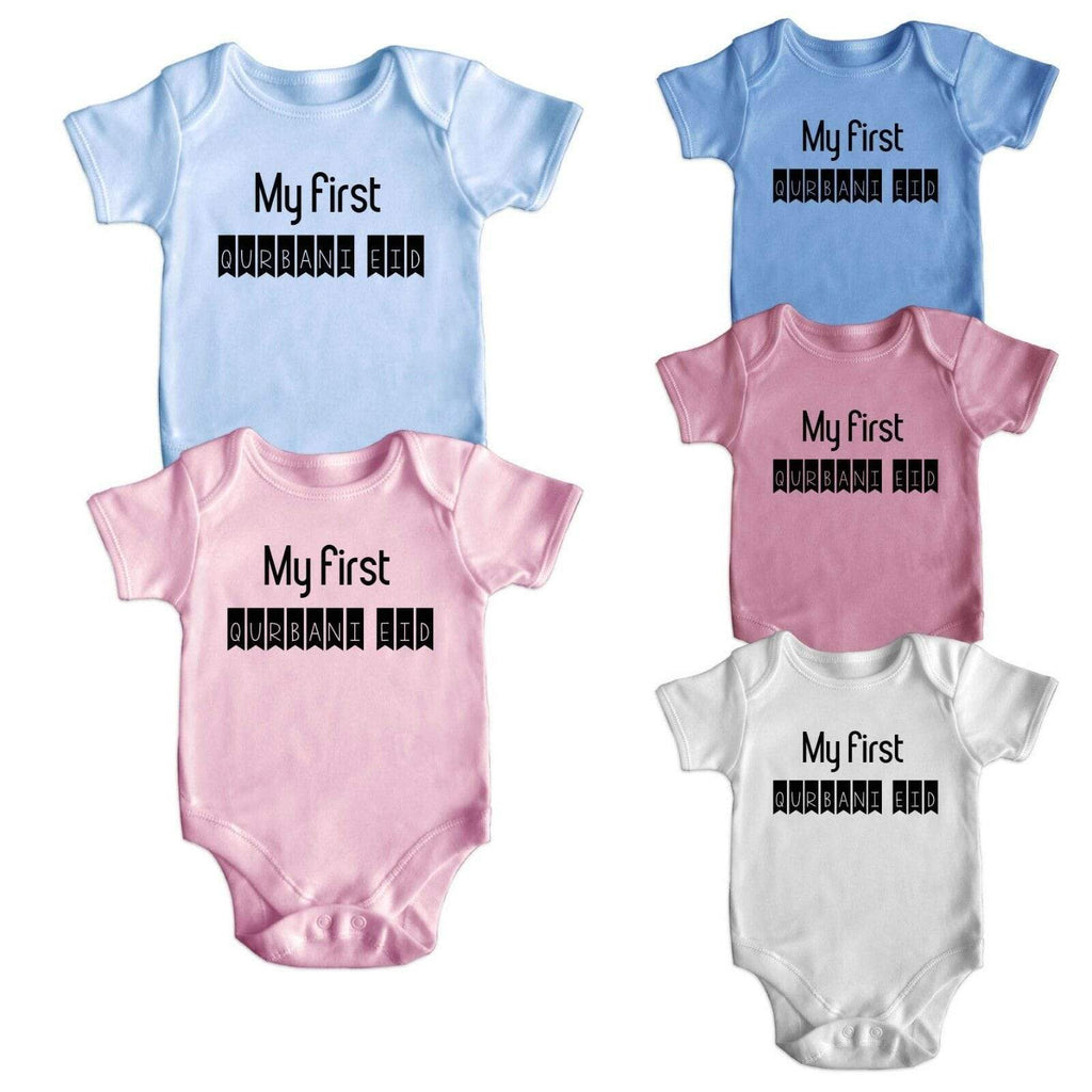 My First Qurbani Eid Short Sleeve Baby Bodysuit Baby Grows Newborn 0-18 New 3