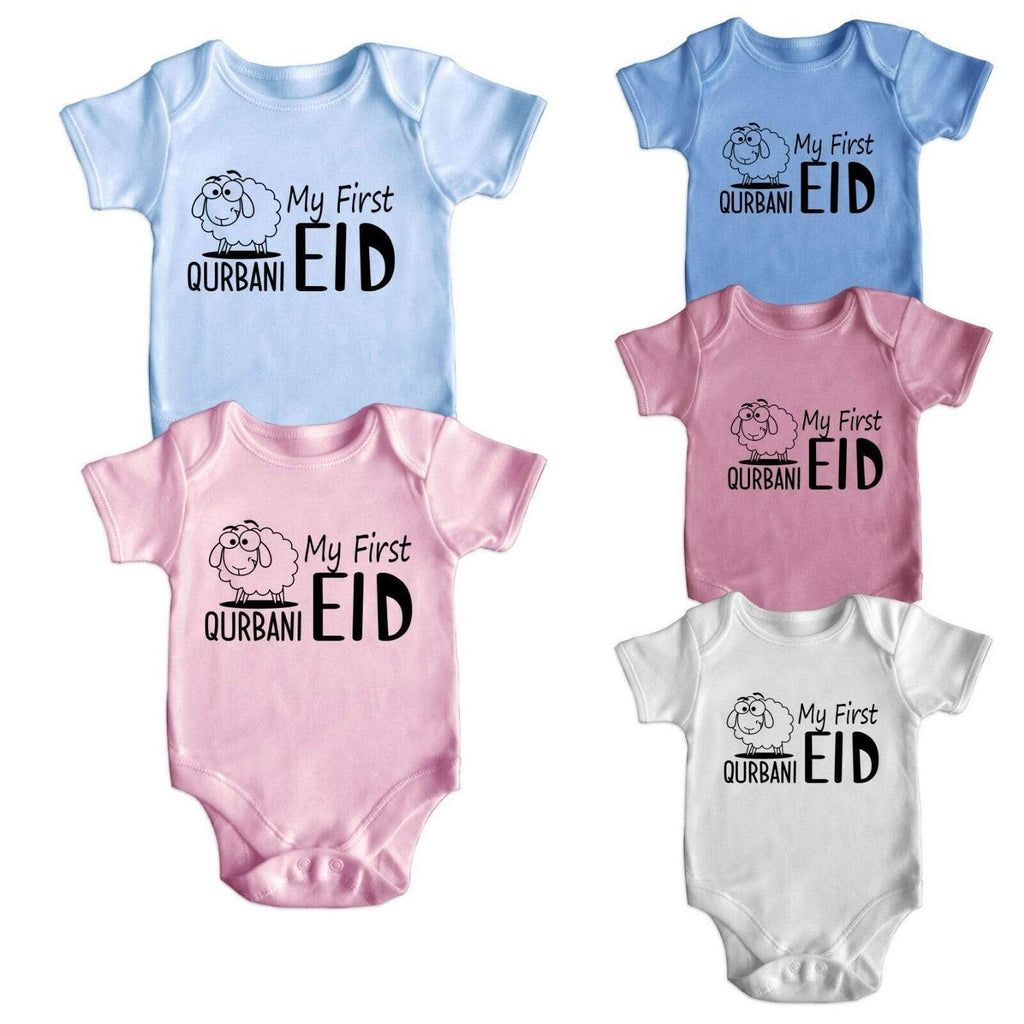 My First Qurbani Eid Short Sleeve Baby Bodysuit Baby Grows Newborn 0-18 New 6