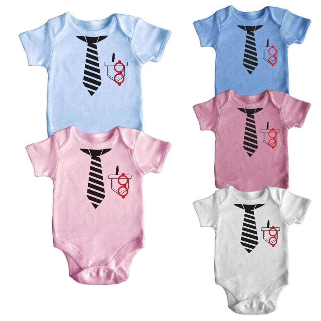 Nerd Smart Tie Funny Cute Short Sleeve Cool Fun Baby Rompers Baby Grows 0-18M