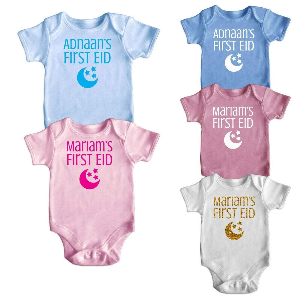 Personalised My First Eid Short Sleeve Baby Baby Grows Newborn 0-18 Months