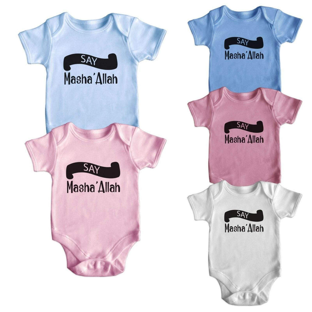 Say Mashallah Islamic Baby Short Sleeve Baby Shower Gift Baby Grow Vest 0-18M