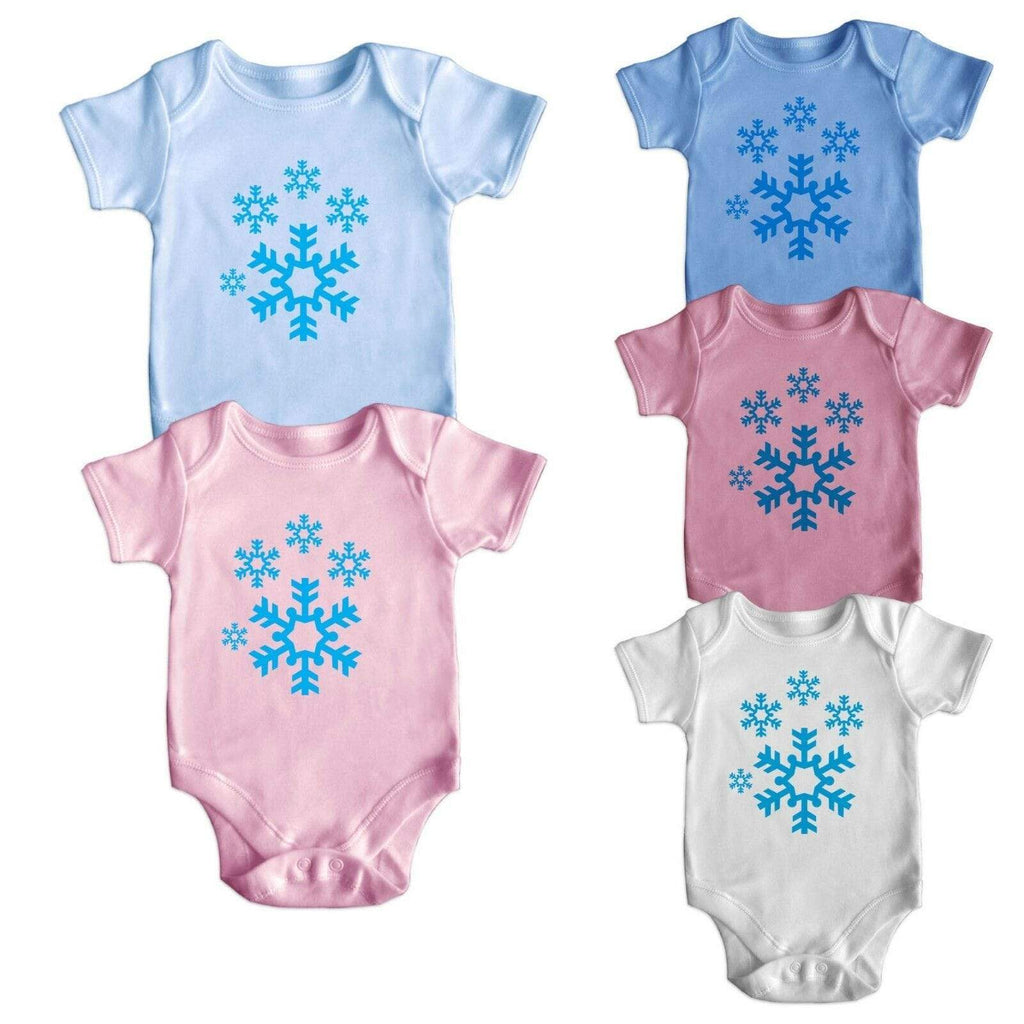 Snow Flakes Christmas Gift Santa Short Sleeve Baby Vest Romper Baby Grows 0-18M