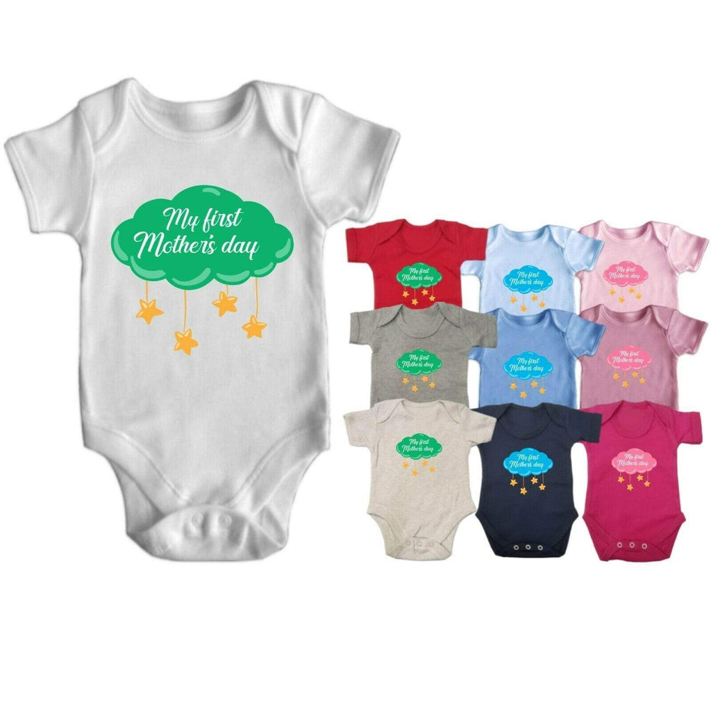 My First Mother's Day Gift Short Sleeve Boy Girl Baby Grow Vest Newborn 0-18M D2