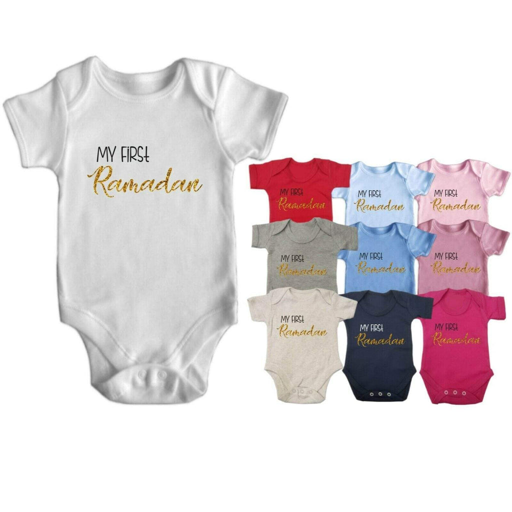 My First Ramadan Short Sleeve Baby Bodysuit Baby Vest Grows Newborn 0-18 D8