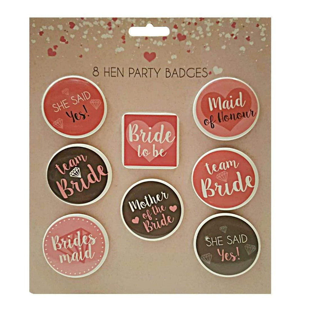 8 X Hen Party Badges Bridal Shower Bride To Be Maid Of Honour Brides Maid