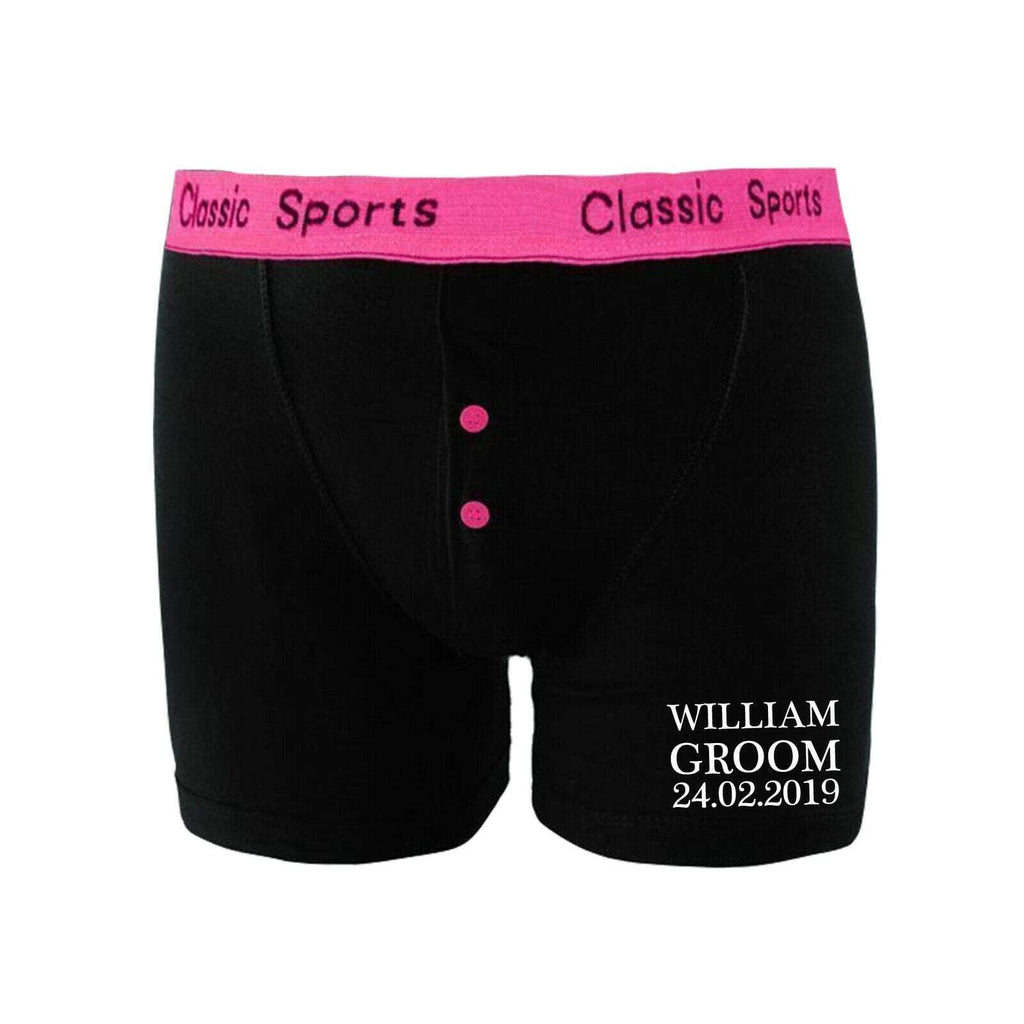 Personalised Men's Wedding Anniversary Gift Neon Boxer Shorts Socks Sets D16