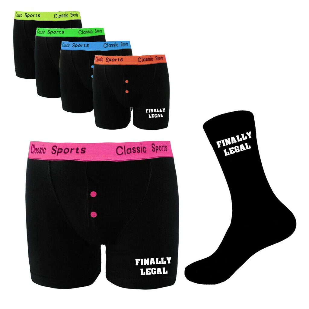 Personalised Men's Wedding Anniversary Gift Neon Boxer Shorts Socks Sets D3