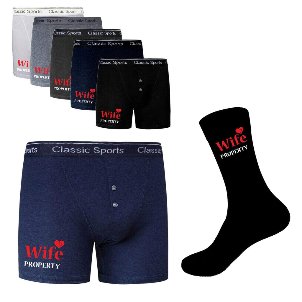 Personalised Mens Wedding Anniversary Gift Boxer Shorts Briefs Socks Sets GB D14