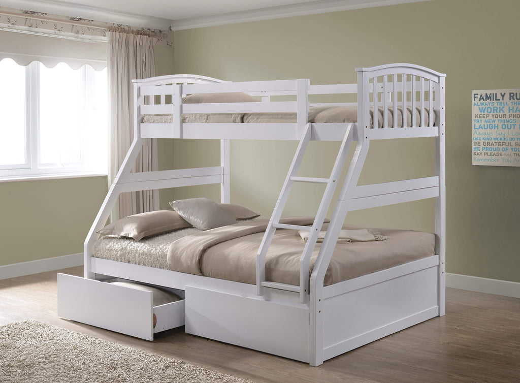 Personalised White Three Sleeper Bunk Bed with Storage