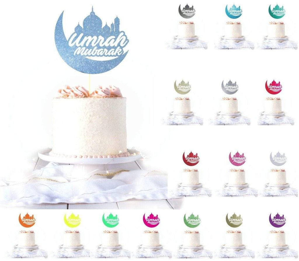 Umrah Mubarak Congratulations Glittery Card Cake Topper Party Cake Decoration