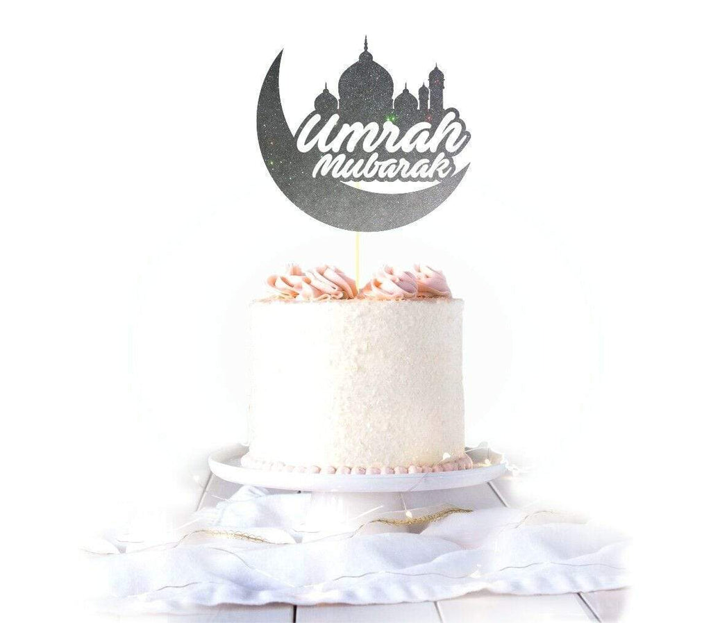 Umrah Mubarak Congratulations Glittery Card Cake Topper Party Cake Decoration