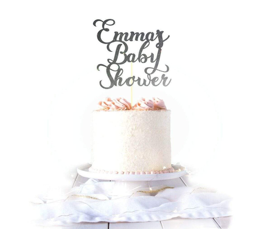 Personalise Name Baby Shower Glittery Card Cake Topper Party Cake Decoration 2