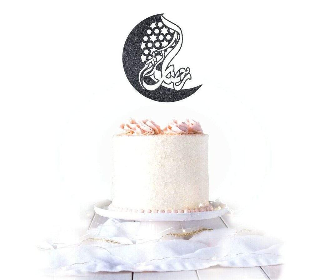 Ramadan Mubarak Celebration Glittery Card Cake Topper Party Cake Decoration