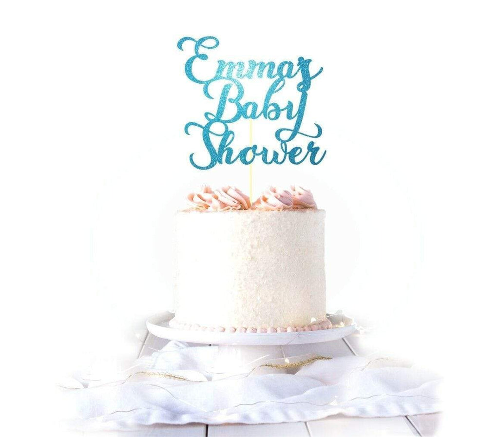 Personalise Name Baby Shower Glittery Card Cake Topper Party Cake Decoration 2