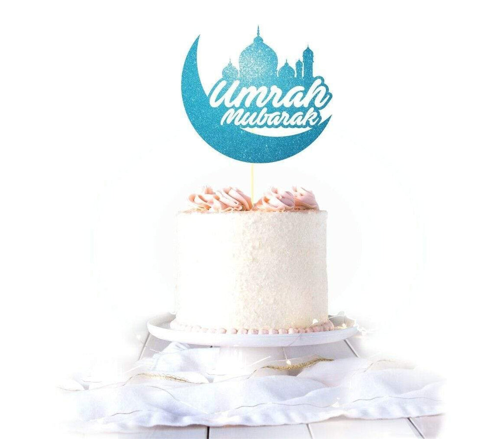 Umrah Mubarak Congratulations Glittery Card Cake Topper Party Cake Decoration