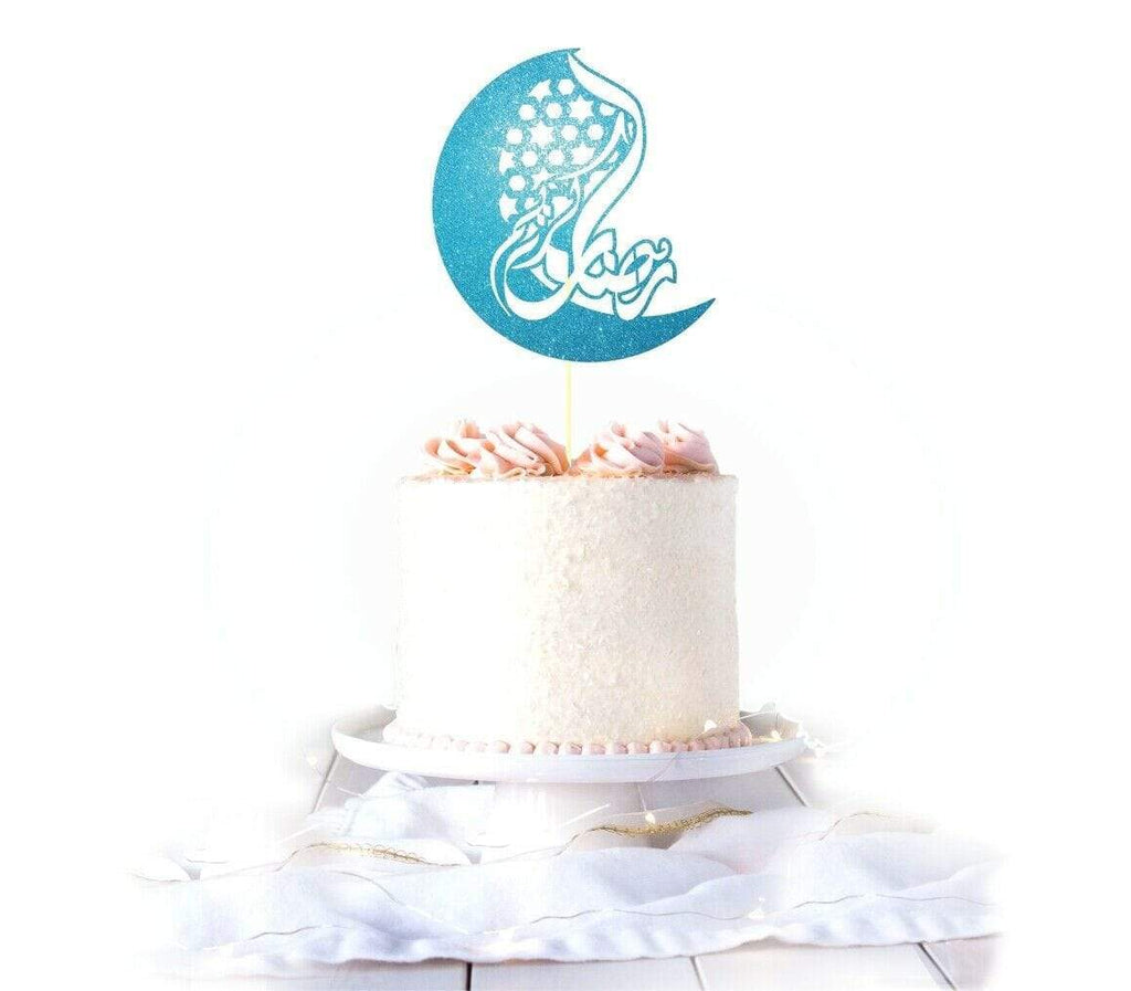 Ramadan Mubarak Celebration Glittery Card Cake Topper Party Cake Decoration