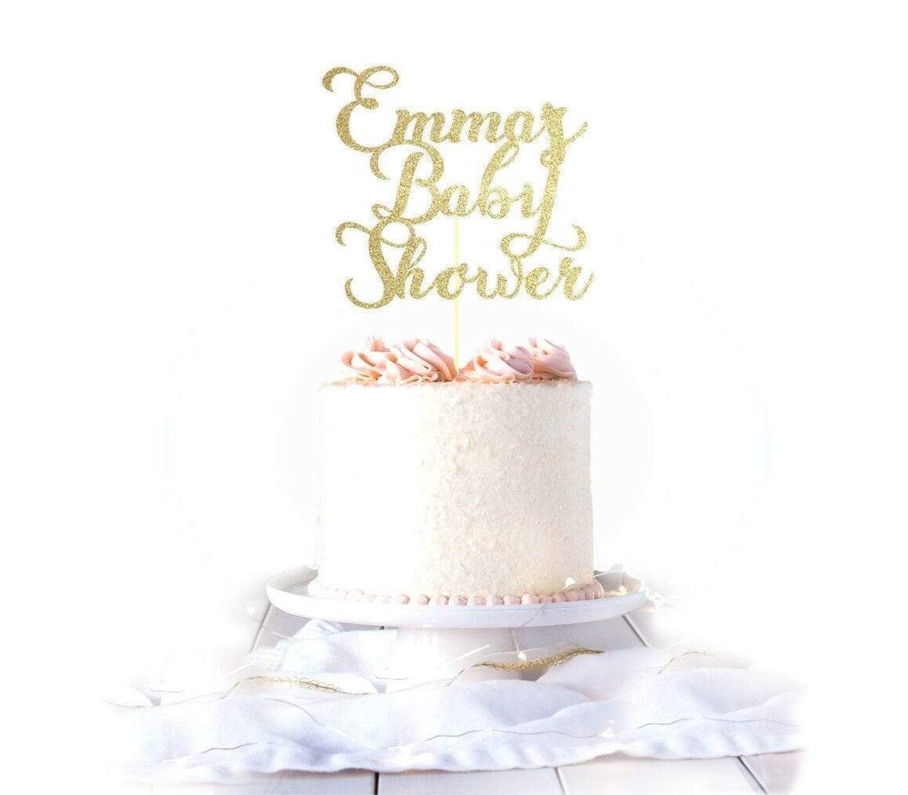 Personalise Name Baby Shower Glittery Card Cake Topper Party Cake Decoration 2