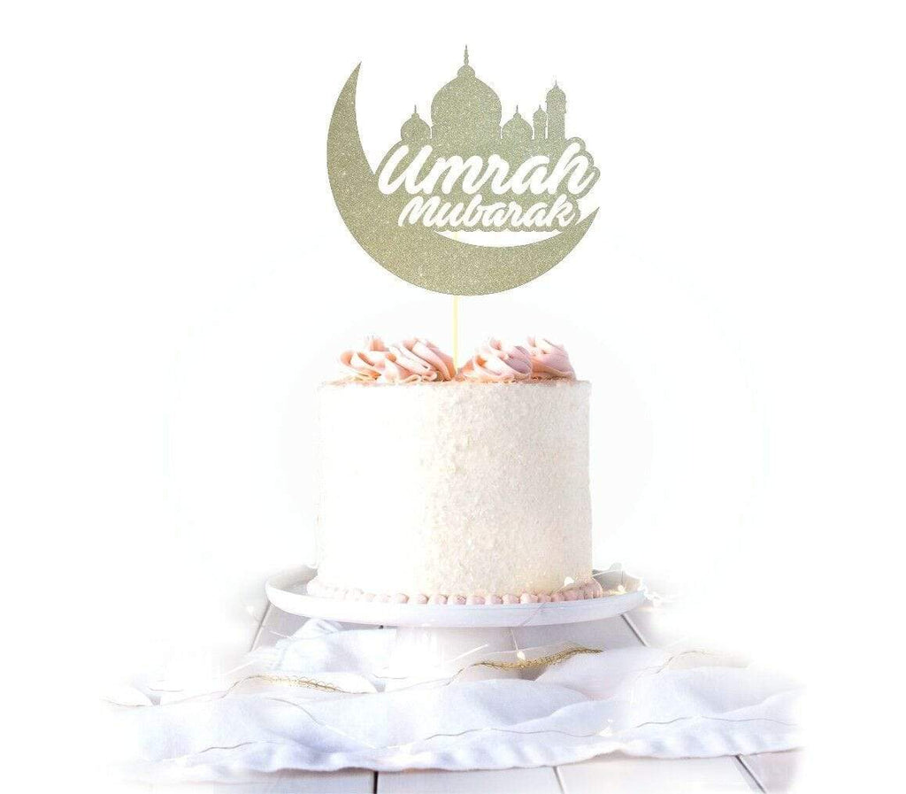 Umrah Mubarak Congratulations Glittery Card Cake Topper Party Cake Decoration