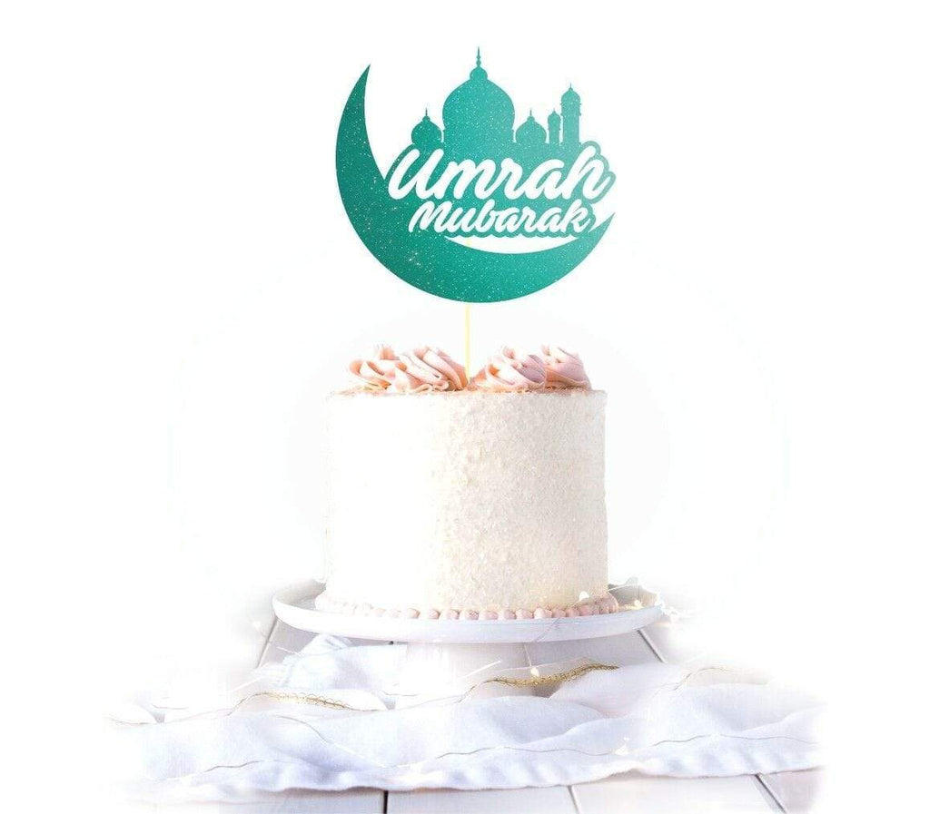 Umrah Mubarak Congratulations Glittery Card Cake Topper Party Cake Decoration