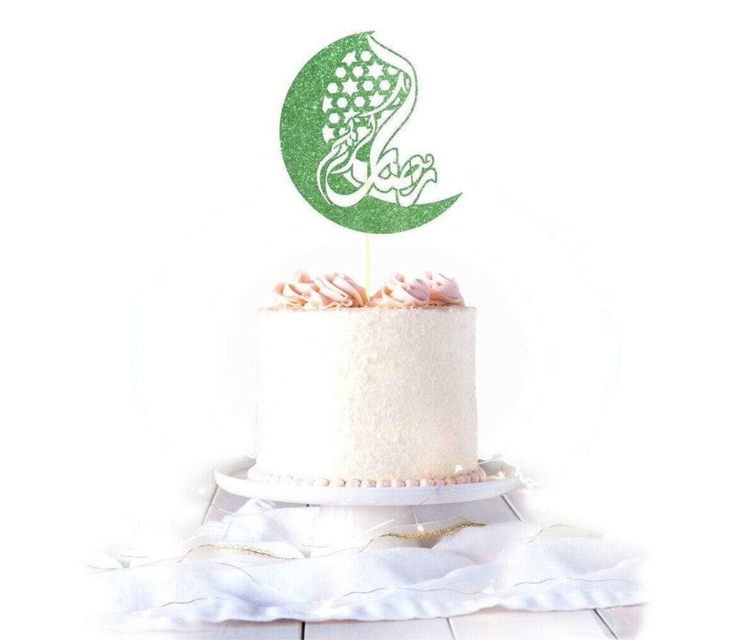 Ramadan Mubarak Celebration Glittery Card Cake Topper Party Cake Decoration