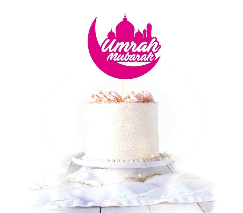 Umrah Mubarak Congratulations Glittery Card Cake Topper Party Cake Decoration