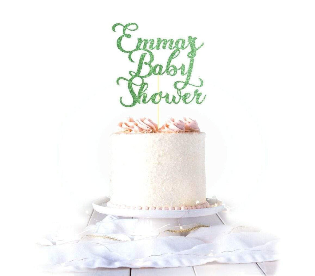 Personalise Name Baby Shower Glittery Card Cake Topper Party Cake Decoration 2