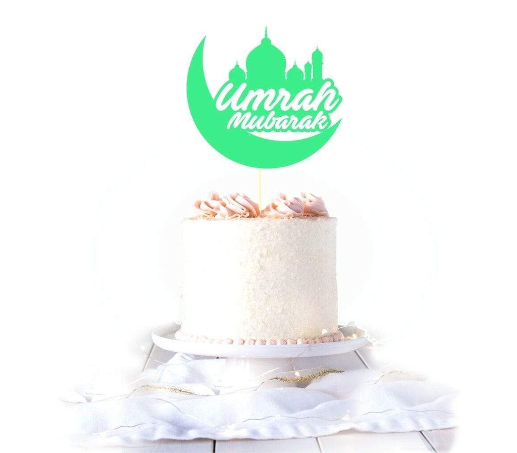 Umrah Mubarak Congratulations Glittery Card Cake Topper Party Cake Decoration