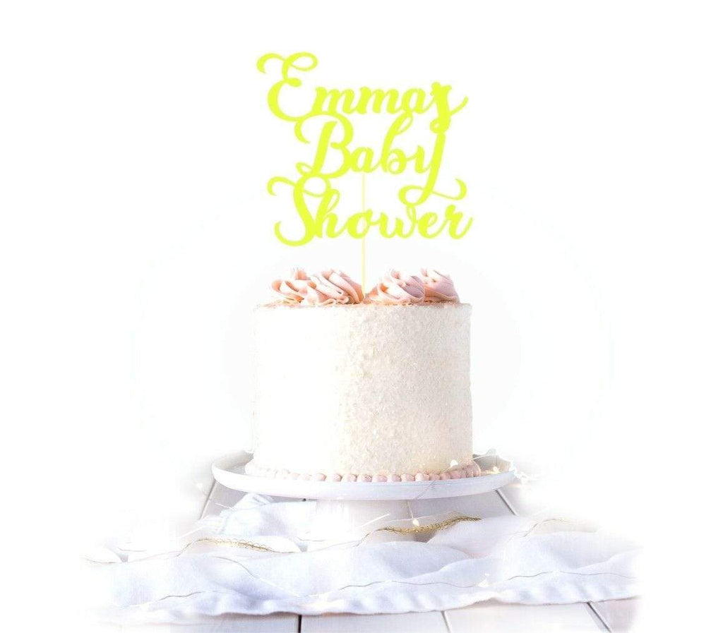 Personalise Name Baby Shower Glittery Card Cake Topper Party Cake Decoration 2