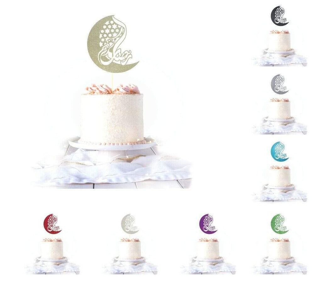 Ramadan Mubarak Celebration Glittery Card Cake Topper Party Cake Decoration