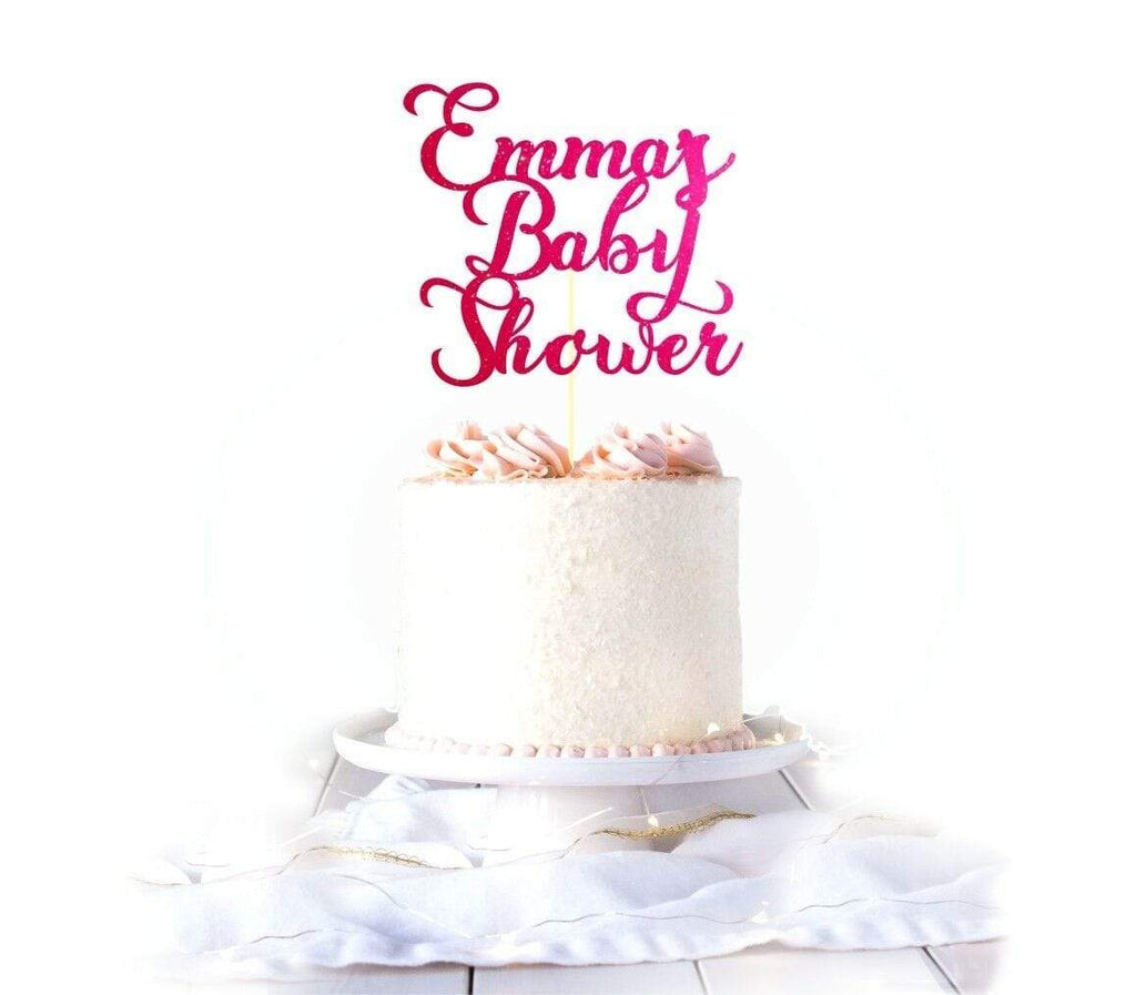 Personalise Name Baby Shower Glittery Card Cake Topper Party Cake Decoration 2