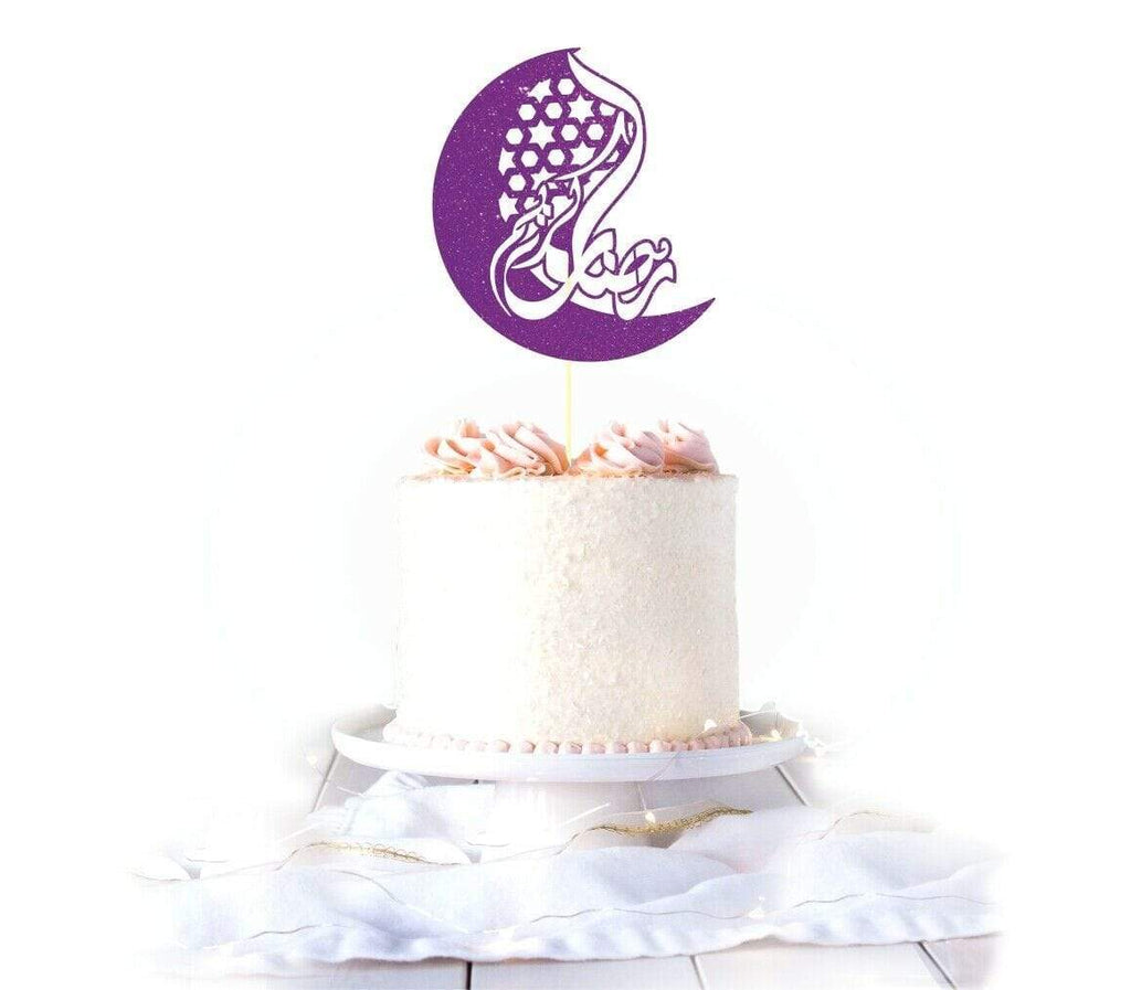 Ramadan Mubarak Celebration Glittery Card Cake Topper Party Cake Decoration