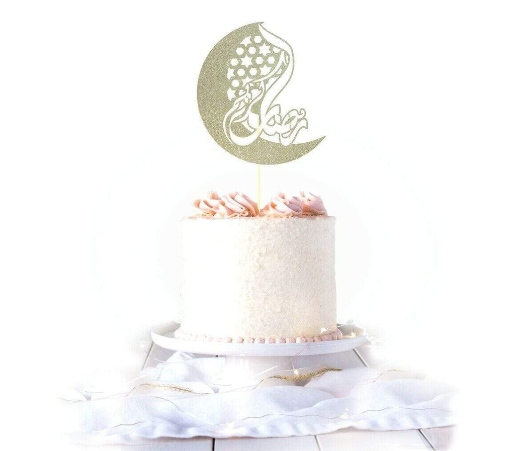 Ramadan Mubarak Celebration Glittery Card Cake Topper Party Cake Decoration