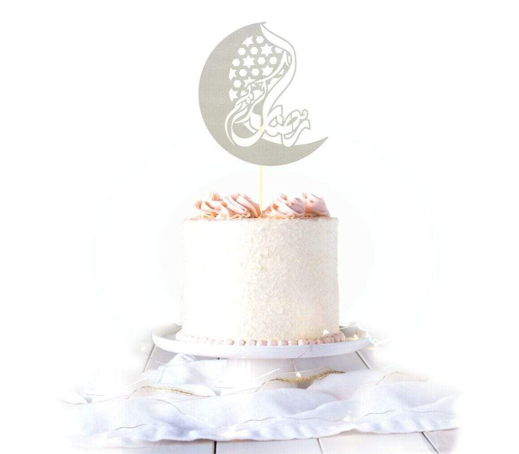 Ramadan Mubarak Celebration Glittery Card Cake Topper Party Cake Decoration