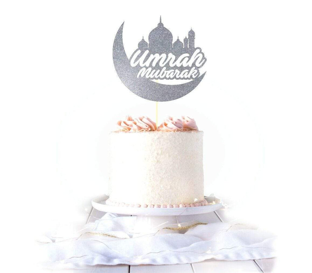 Umrah Mubarak Congratulations Glittery Card Cake Topper Party Cake Decoration