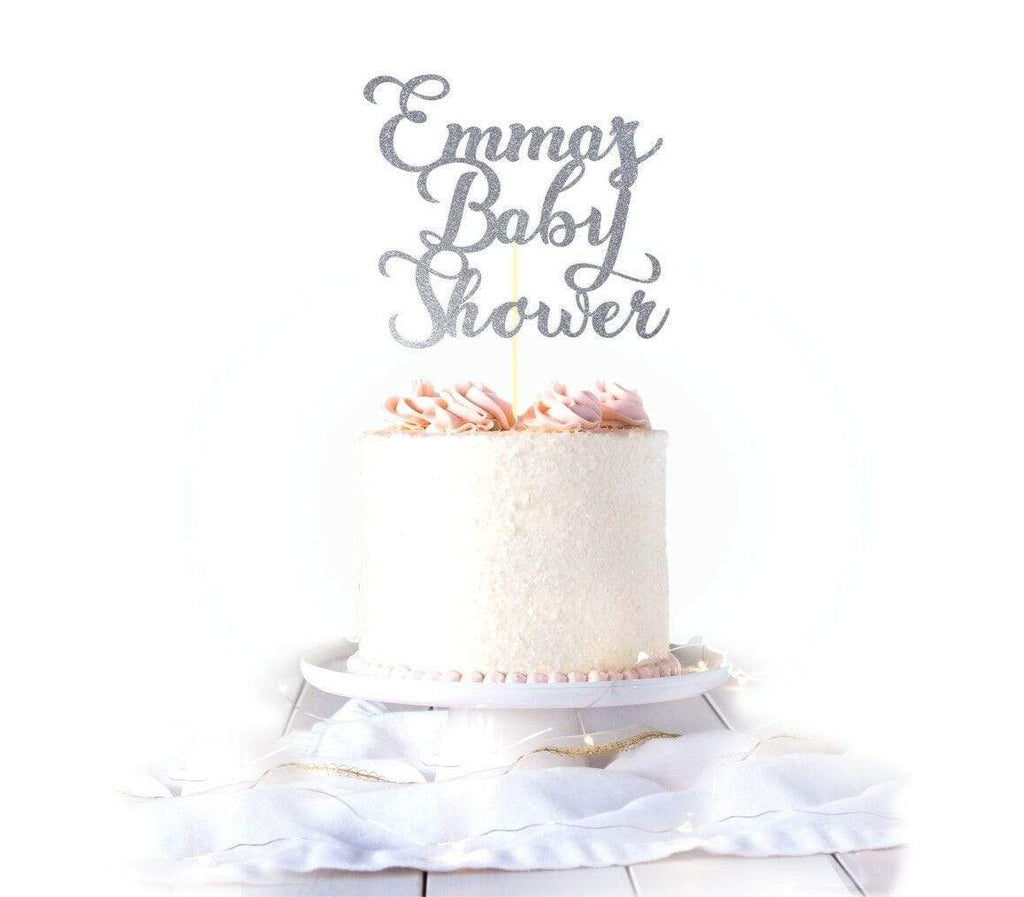 Personalise Name Baby Shower Glittery Card Cake Topper Party Cake Decoration 2